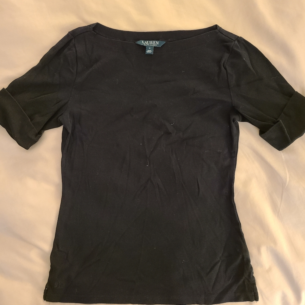 Lauren Rolled-Short-Sleeve Tee, 100% Cotton
